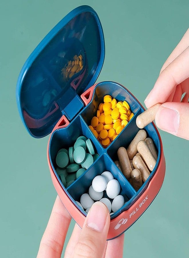 Hidak علبة حبوب هيداك المحمولة، منظم حبوب بأربعة أقسام للجيب أو الحقيبة، حاوية حبوب يومية، منظم حبوب أسبوعي للتخييم والسفر في الهواء الطلق (متعدد الألوان) - Image 2